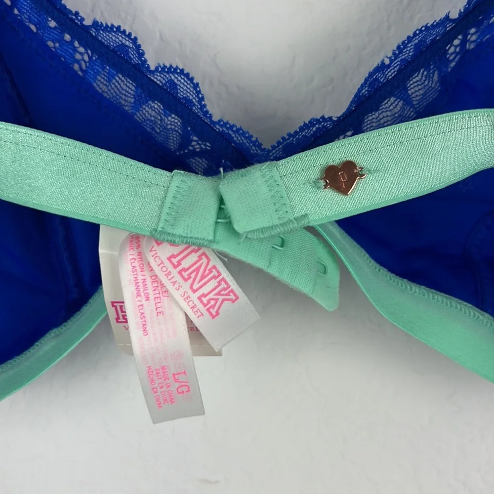 Pink Victoria’s Secret Lace Bra Blue and Teal Size Large New withTags - Picture 6 of 6